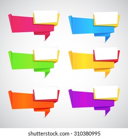 Abstract origami speech bubble banner vector color set background. Eps 10