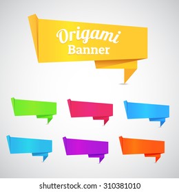 Abstract origami speech bubble banner vector color set background. Eps 10