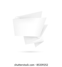 Abstract origami speech bubble with gray drop shadow on white background. This vector illustration created in the technique of mesh.