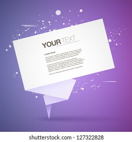 Abstract origami speech bubble text box vector