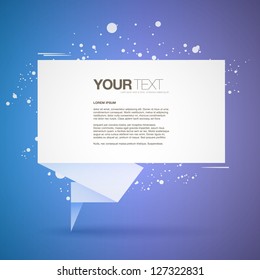 Abstract origami speech bubble text box vector