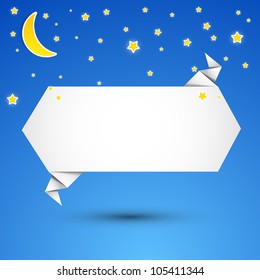 Abstract origami speech bubble vector background. At night