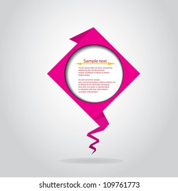 Abstract origami speech bubble. Vector pink abstract background.