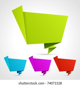 Abstract origami speech bubble vector backgrounds set. Eps 10.