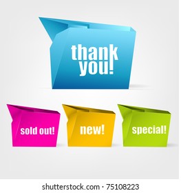 Abstract origami speech bubble vector background