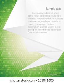 Abstract Origami speech vector on green color background