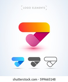 Abstract origami triangle logo icon. Play button for application sign.