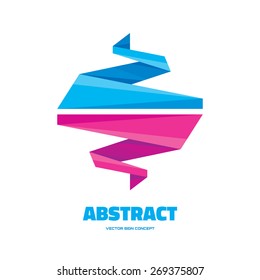 Abstract origami - vector logo template concept illustration. Spiral creative sign. Two design elements.