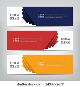 abstract origami web banner template 
with three color options, 
vector illustration