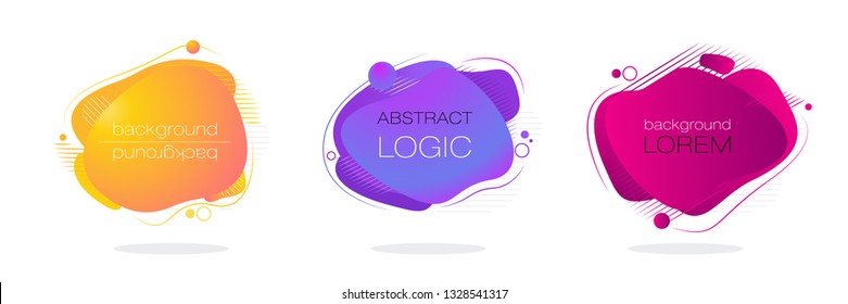 Abstract. Original fluide combination. Gradient modern style abstraction with composition made of various rounded shapes in actual color palette. Vector isolated illustration.