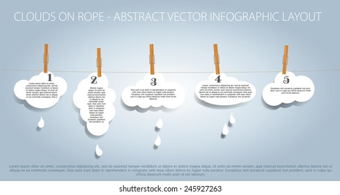 abstract original vector infographic illustration with clouds on rope