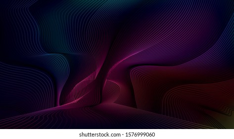 Abstract ornament, artistic style, vector illustration. Colorful wave background. Texture with gradient color lines. 