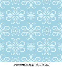 Abstract ornament. Blue and white seamless pattern