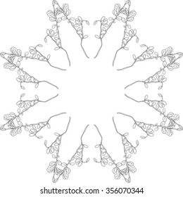 Abstract ornament in circle. Frame with herbal motifs. Element for design. Vector illustration.