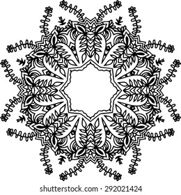 Abstract ornament in circle. Mandala. Vector illustration. Anti stress coloring book page for adults.