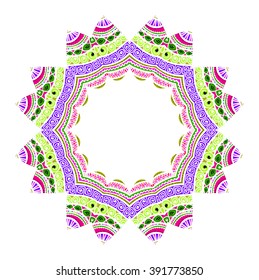 Abstract ornament in circle. Ornate frame with ethnic motifs. Element for design. Vector illustration.