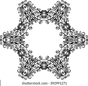 Abstract ornament in circle. Ornate frame with floral motifs. Element for design. Vector illustration.