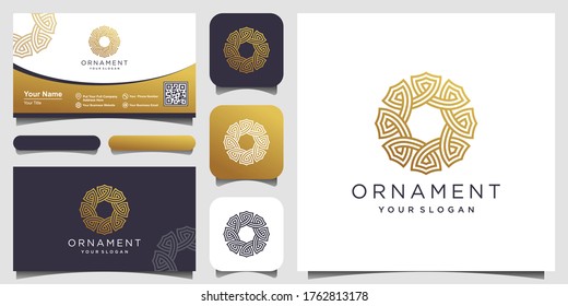 Resumen de círculo de ornamentos con forma de símbolos vectores de arte de línea. diseño de tarjeta de negocios