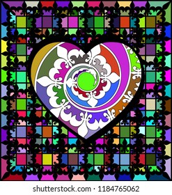 abstract ornament color lattice and large heart