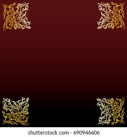  Abstract ornament - corner - on dark burgundy background - art creative illustration vector - element for design