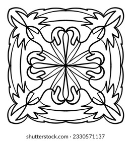 Abstract ornament. Decorative element. Doodle lace pattern. Vector illustration. Coloring book page.