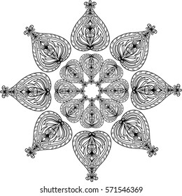 Abstract ornament. Decorative hand drawn lacy design element. Vector illustration. Indian roundie mandala pattern.