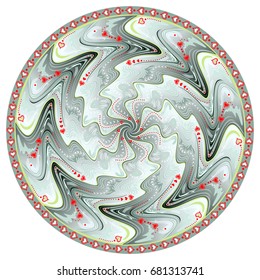 Abstract ornament with fantastic swirl in a circle. Vector image.