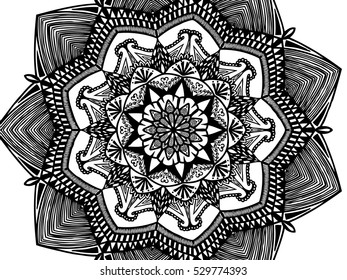 abstract ornament flower black and white doodle style background
