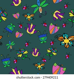 Abstract ornament with flowers