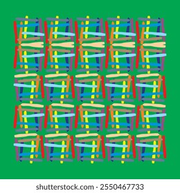 Abstract ornament formed from colorful lines forming an elegant square area, for background, decoration, wrapping, textiles