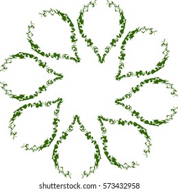 Abstract ornament with herbal motifs on white background. Vector design element.