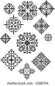 Abstract ornament illustration with floral design elements, vector