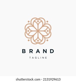 Abstract Ornament Logo Design Vector. Flower Universal Logo. Line Art Ornament Flower.