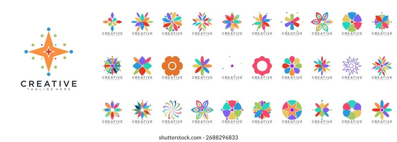 abstrakte Ornament Logo und Icon-Set. Abstrakte Schönheit Blume Logo Design Kollektion