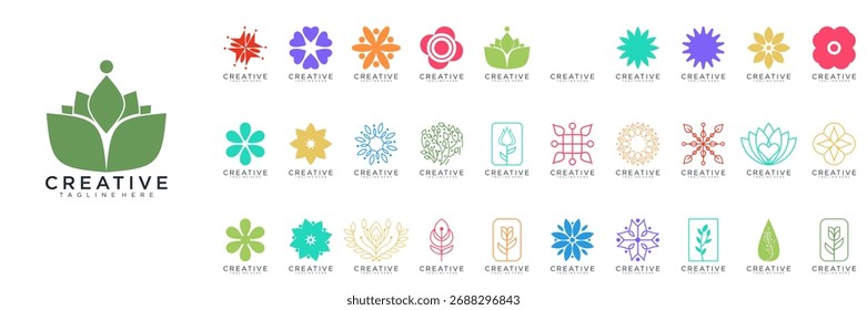 abstract ornament logo and icon set. Abstract beauty flower logo design collection