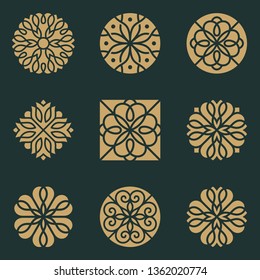 Abstract ornament logo icon vector design bundle. Elegant premium ornament vector logotype symbol.