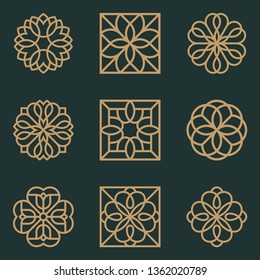Abstract ornament logo icon vector design bundle. Elegant premium ornament vector logotype symbol.