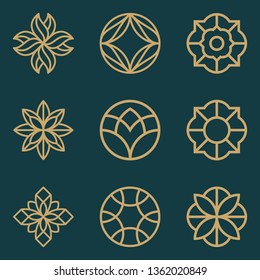 Abstract ornament logo icon vector design bundle. Elegant premium ornament vector logotype symbol.