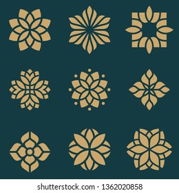 Abstract ornament logo icon vector design bundle. Elegant premium ornament vector logotype symbol.
