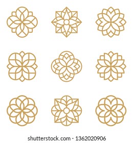 Abstract ornament logo icon vector design bundle. Elegant premium ornament vector logotype symbol.