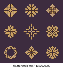 Abstract ornament logo icon vector design bundle. Elegant premium ornament vector logotype symbol.