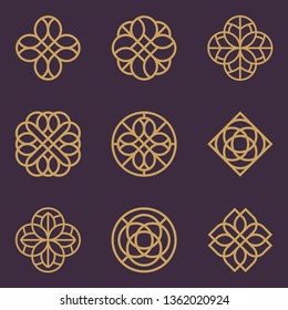 Abstract ornament logo icon vector design bundle. Elegant premium ornament vector logotype symbol.