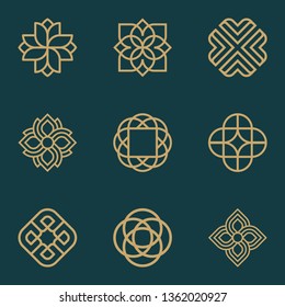 Abstract ornament logo icon vector design bundle. Elegant premium ornament vector logotype symbol.