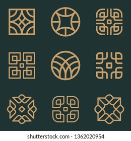 Abstract ornament logo icon vector design bundle. Elegant premium ornament vector logotype symbol.