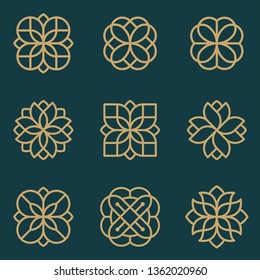 Abstract ornament logo icon vector design bundle. Elegant premium ornament vector logotype symbol.