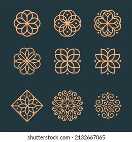 Abstract ornament logo icon vector design bundle. Elegant premium ornament vector. Ornament Logo Set.