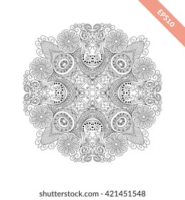 Abstract  ornament. Mandala. Background. Design for adult coloring book page.
