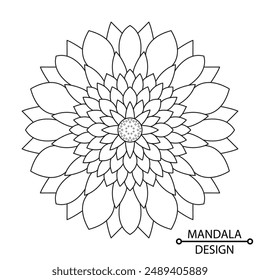 Abstract Ornament Mandala Coloring Book Page. Easy Mandala Coloring Book Pages for Adults to Relax, Experiences Give Relief. Resizeable Vector File.