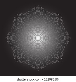 Abstract ornament. Mandala decorative pattern. Vector illustration. Bohemian, boho, ethnic, hippie motifs. Design element for yoga mat, wall art, stickers, tattoo, tapestry, clothes, stationery.