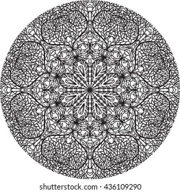 Abstract ornament. Mandala decorative pattern. Vector illustration. Bohemian, boho, ethnic, hippie motifs. Design element for yoga mat, wall art, stickers, tattoo, tapestry, clothes, stationery.